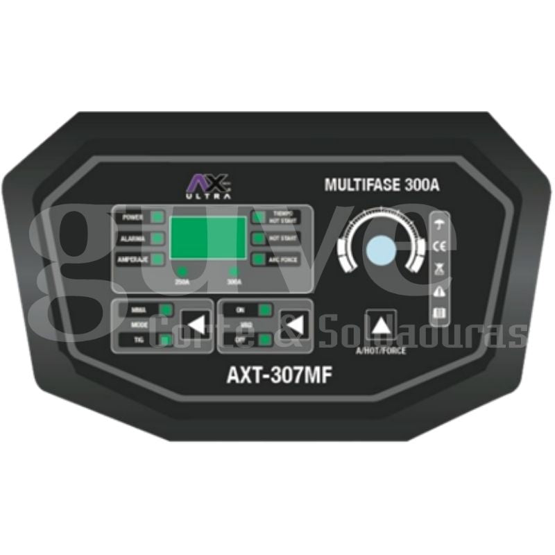 AXT-307MF Soldadora inversor, Electrodo y TIG LIFT Multifase panel de control